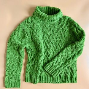 Knit turtleneck sweater cropped with dropped shoulders